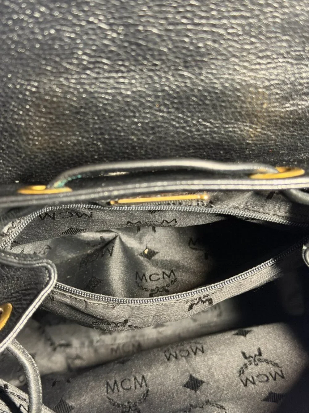 MCM Black Leather Backpack